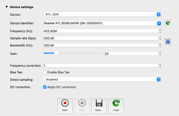 URH configuration